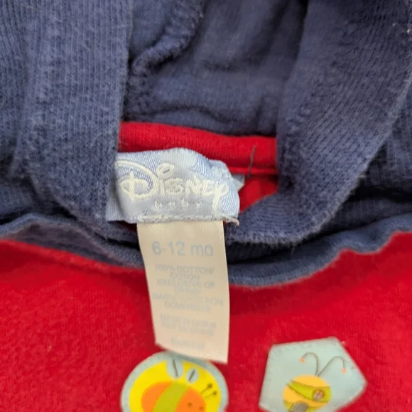 Y2K Winnie The Pooh Red & Blue Hoodie Long Sleeve Shirt - Picture 3 of 4
